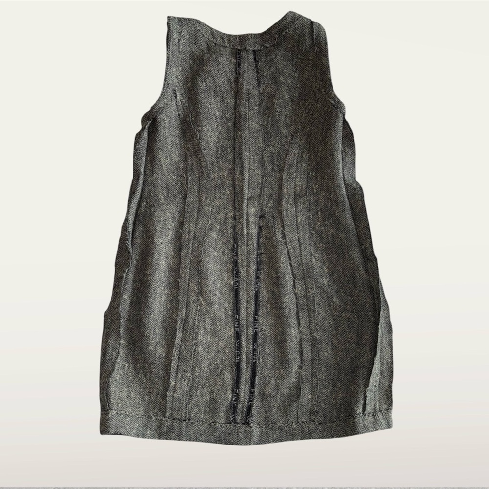 Custom-Tailored Black and Gray Wool Tweed Shift Sleeveless Dress - Picture 7 of 7